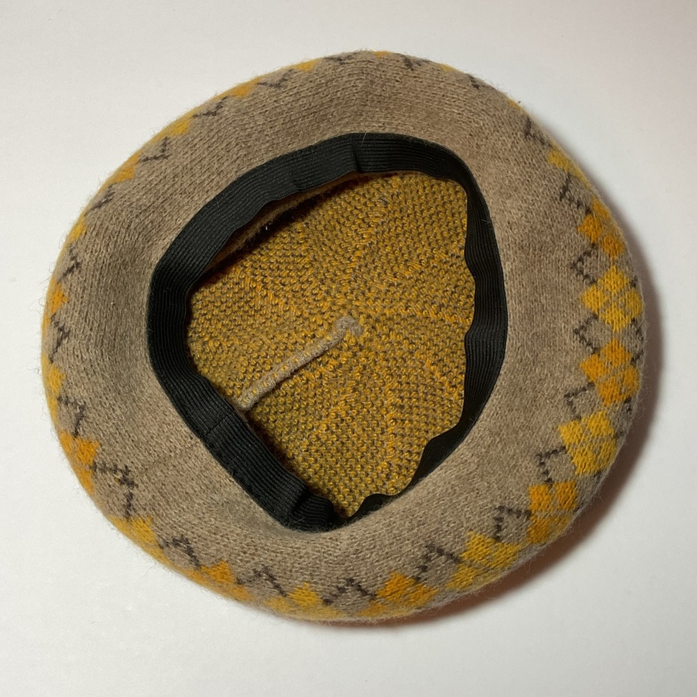 Tan and Yellow Plaid Beret - Picture 3 of 4